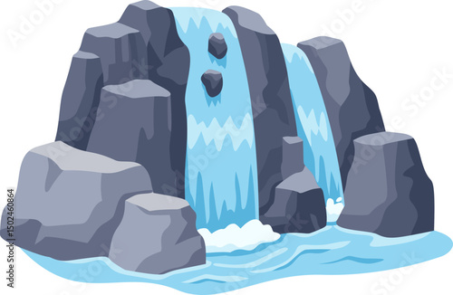 Cartoon Waterfall Illustration