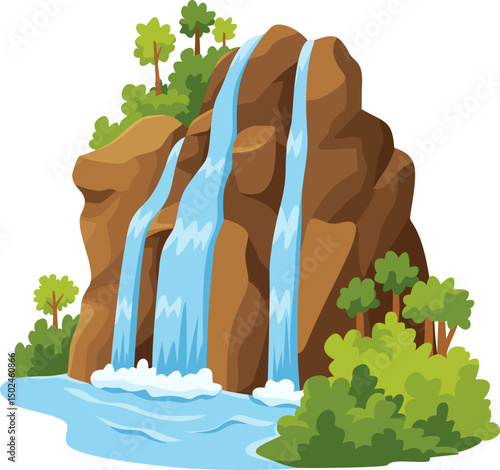 Cartoon Waterfall Illustration