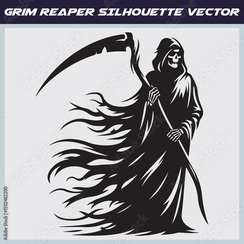 Grim reaper silhouette vector illustration