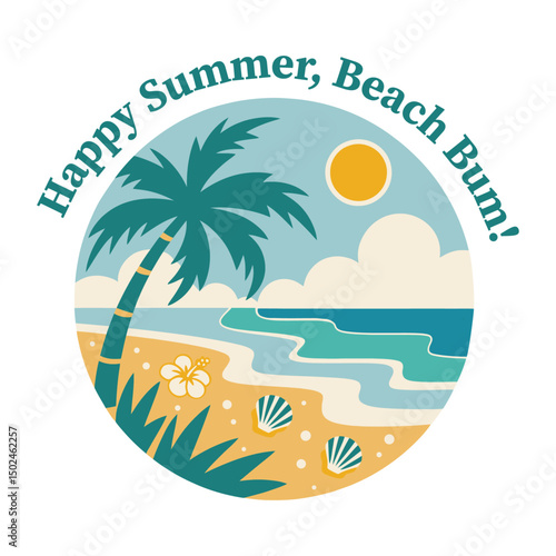 Summer Beach Palm Tree Scene