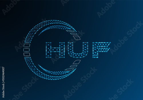 HUF low poly letter logo vector design. HUF lower poly logo design.