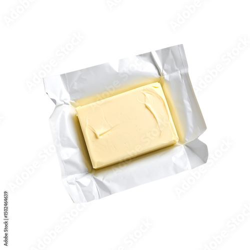 Wallpaper Mural Fresh creamy butter stick in foil wrapper package up on transparent background Torontodigital.ca