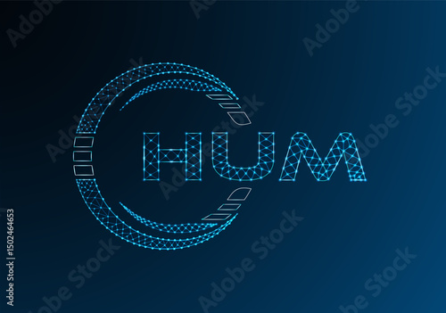 HUM low poly letter logo vector design. HUM lower poly logo design.