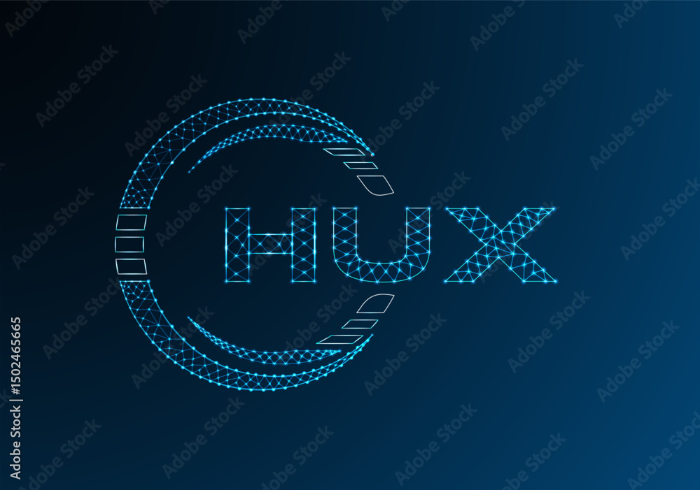 Naklejka premium HUX low poly letter logo vector design. HUX lower poly logo design.