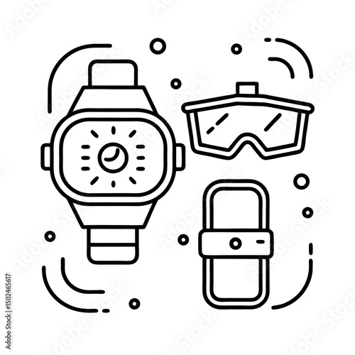  wearable technology icons including smartwatches  