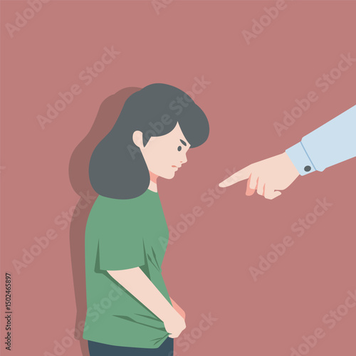 blamed girl illustration in isolated background