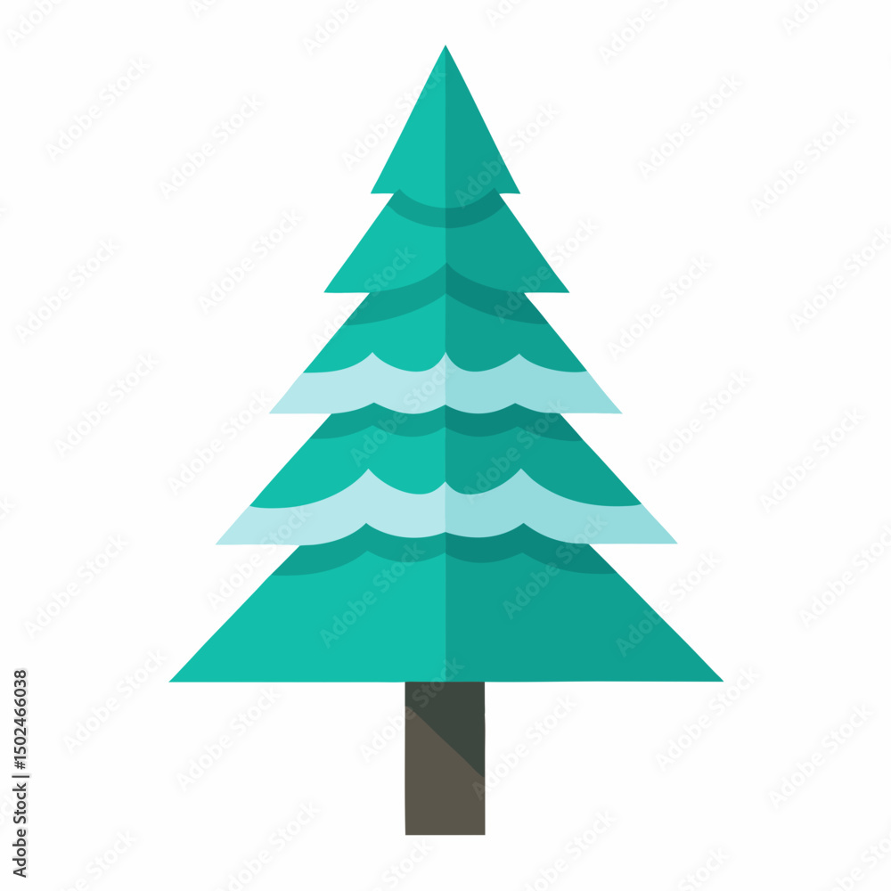Fototapeta premium Winter-pine Vector Minimal Nature Design on White Background
