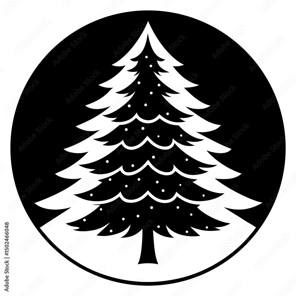 Fototapeta premium Winter-pine Vector Minimal Nature Design on White Background