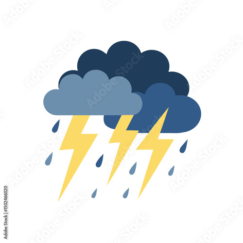 A Thunderstorm Cloud featuring Lightning and Rain accompanied by various weather elements