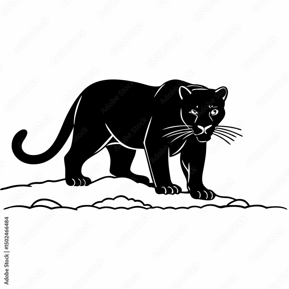 Obraz premium Vector illustration of an isolated domestic feline, a cute black cat, or a wild leopard, all young and adorable