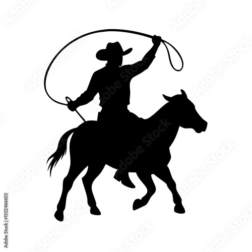 Cowboy Lasso Silhouette Vector Illustration


