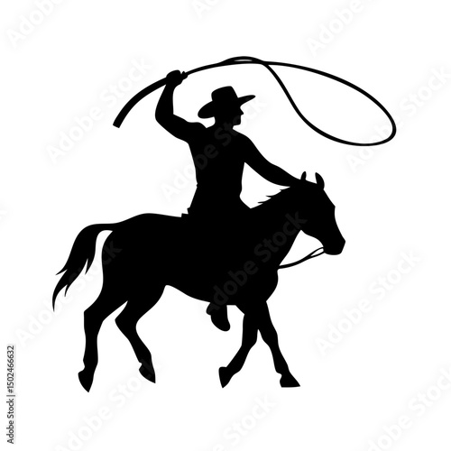 Cowboy Lasso Silhouette Vector Illustration

