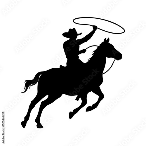 Cowboy Lasso Silhouette Vector Illustration

