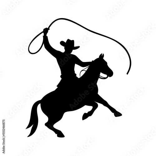Ranch Cowboy with Lasso Silhouette, Western Cowboy 
