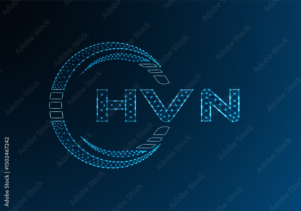 Naklejka premium HVN low poly letter logo vector design. HVN lower poly logo design.