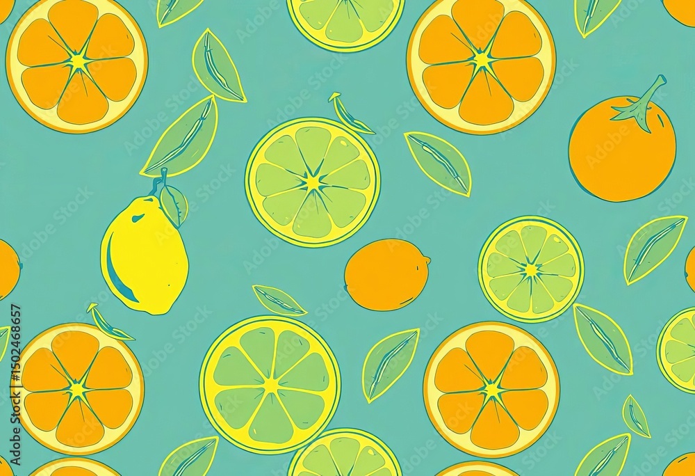 Outlined citrus fruits (lime, lemon, orange) seamless pattern , seamless, lime Outlined citrus fruits (lime, lemon, orange) seamless pattern , seamless, lime