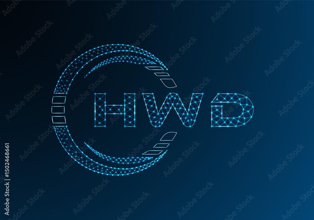 Naklejka premium HWD low poly letter logo vector design. HWB lower poly logo design.