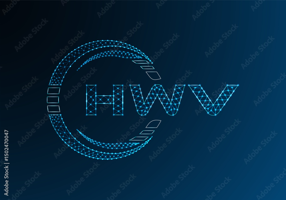 Naklejka premium HWV low poly letter logo vector design. HWB lower poly logo design.