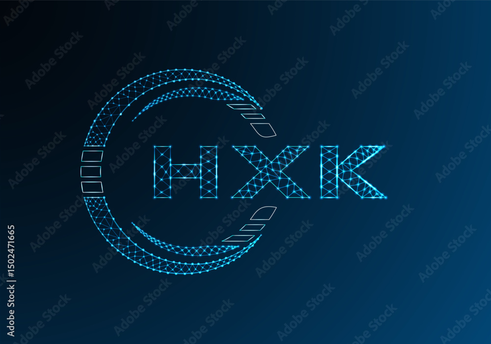 Naklejka premium HXK low poly letter logo vector design. HWB lower poly logo design.
