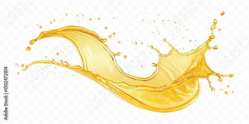 realistic smooth splash of yellow juice or liquid oil in curve style isolated on white background