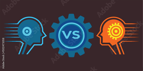 Brainstorming conceptual design with competing ideas and gears representing creativity