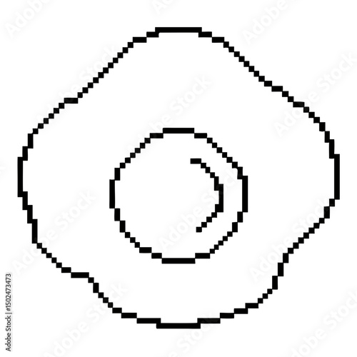 Detailed pixel art representation of a fried egg with a transparent background