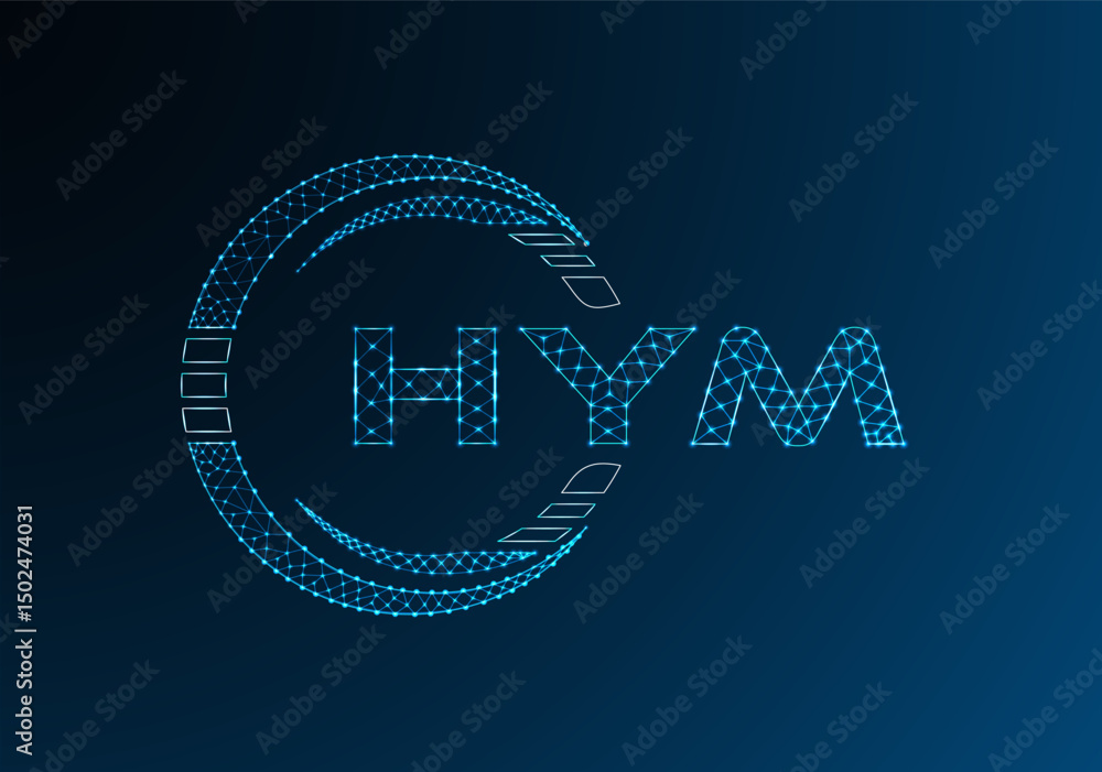 Naklejka premium HYM low poly letter logo vector design. HYM lower poly logo design.