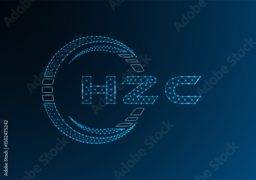 HZC low poly letter logo vector design. HZC lower poly logo design.
