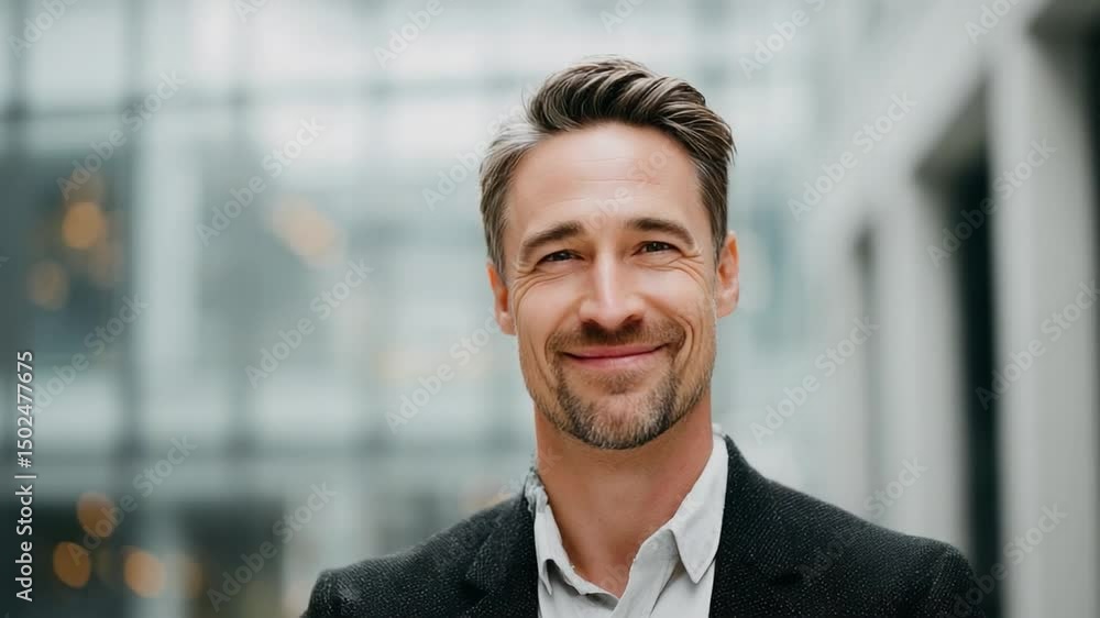 Serene Smile of A Confident Man: A captivating portrait of a man with a warm smile. This image exudes a sense of self-assurance, making it ideal for business contexts. Serene Smile of A Confident Man: A captivating portrait of a man with a warm smile. This image exudes a sense of self-assurance, making it ideal for business contexts.
