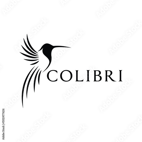 colibri hummingbird silhouette logo design creative idea