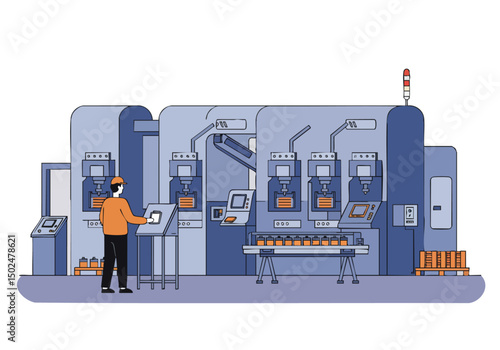 automated dismantling process showcases modern factory setting A technician monitors the robotic machinery highlighting efficiency and technological  