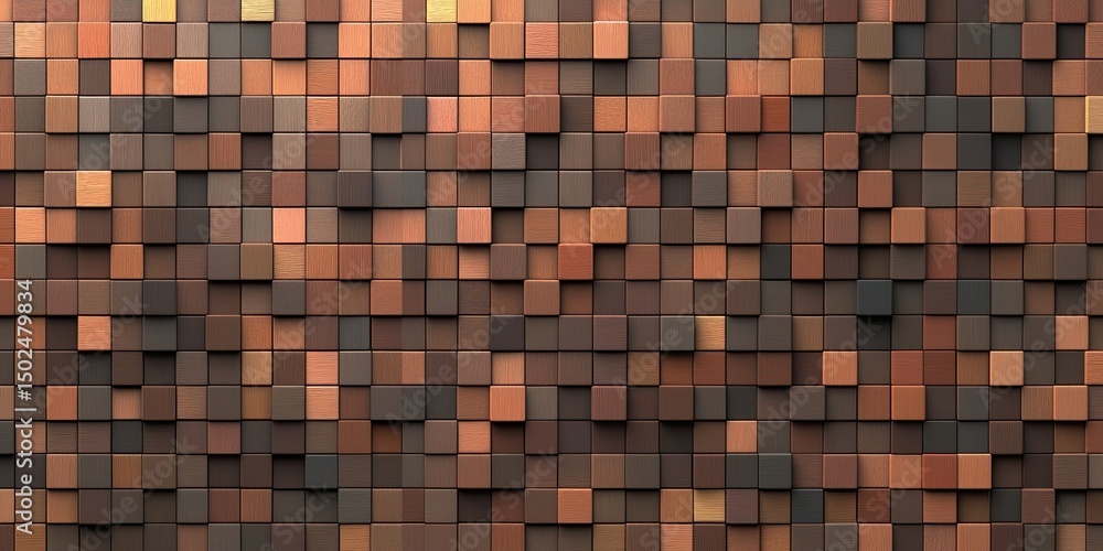 Fototapeta premium Abstract brown and orange 3D cube pattern background