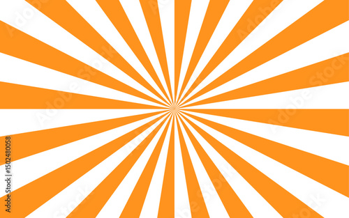 Abstract bold dynamic background with radial burst pattern. Thick, wavy orange rays spiraling vortex or starburst effect. Wavy shapes  fluid sense of motion and distortion, with retro and psychedelic 