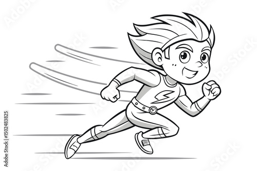Super Speed Boy Running Cartoon Illustration