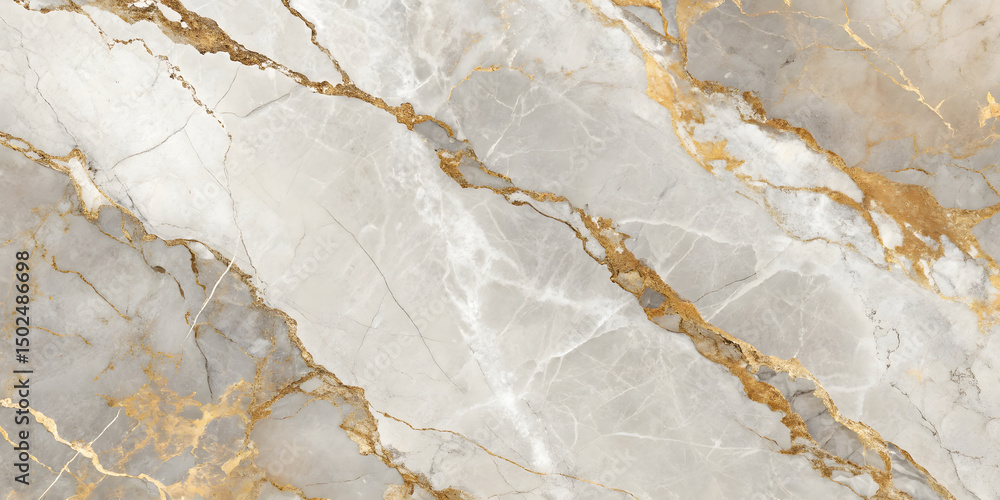Obraz premium Warm beige and cream marble features rich golden veins threading through neutral tones, creating sophisticated patterns with natural crackling and weathered elegance