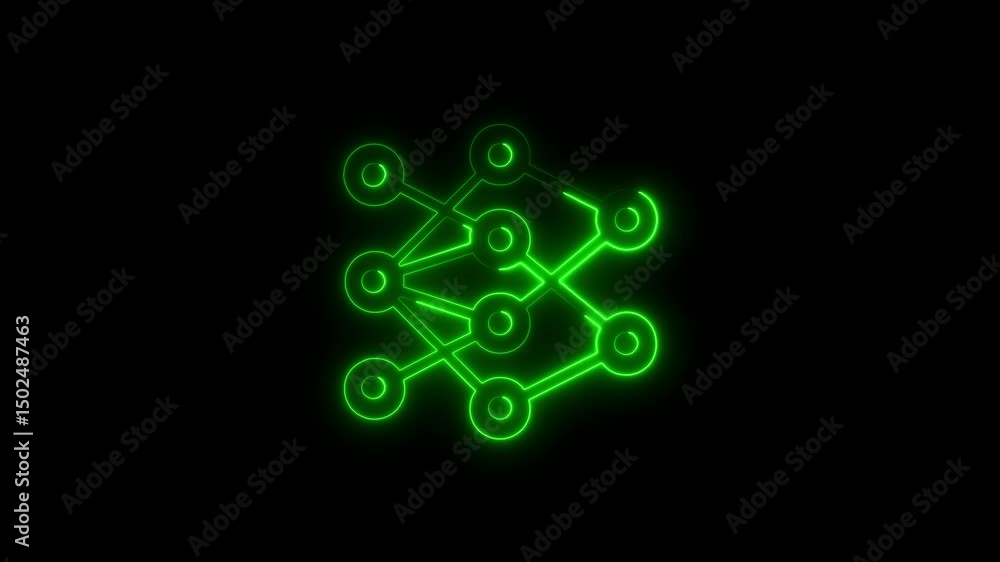 Green neon network connection abstract loop