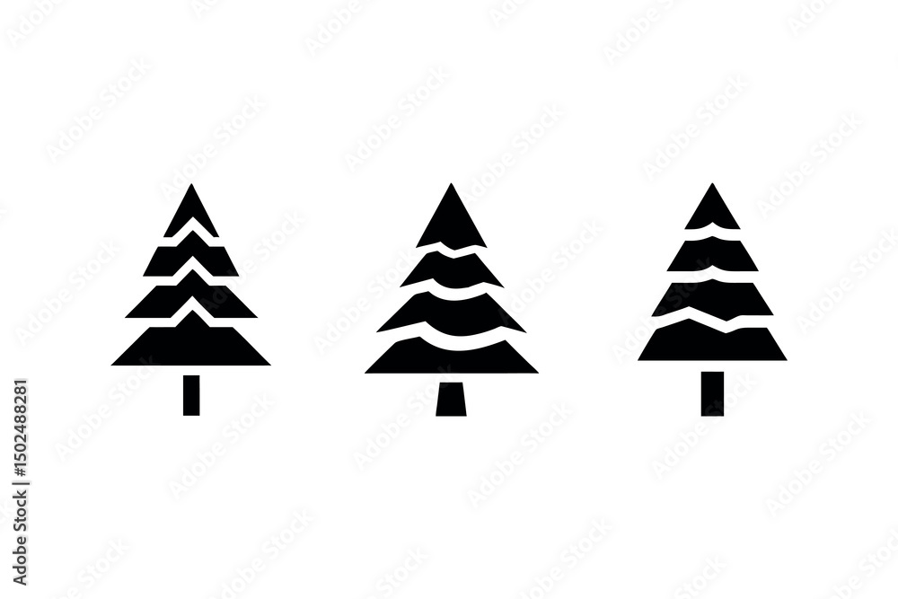 Obraz premium Christmas Trees Pictogram Set.