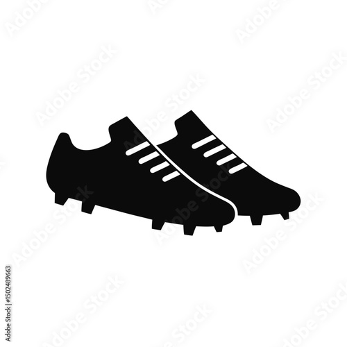 Black and white illustration of soccer cleats isolated on a clean white background suitable for design