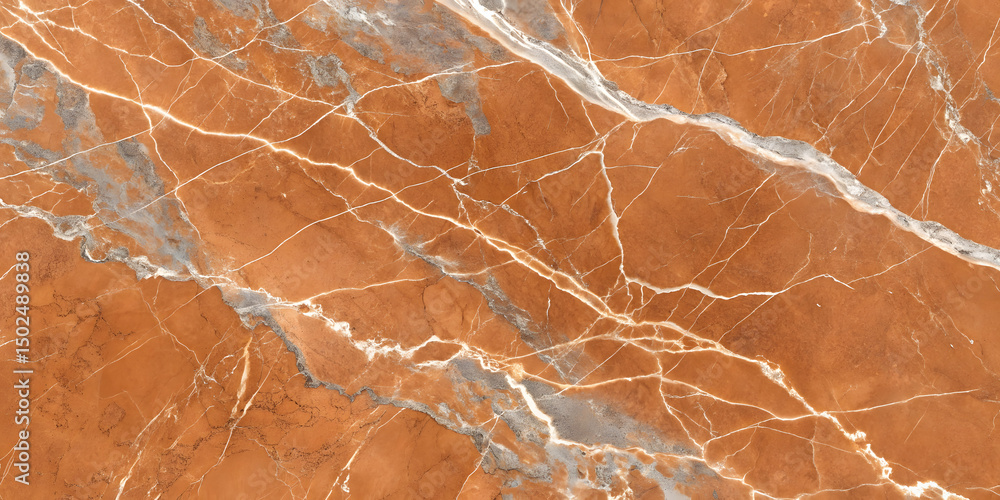 Bold orange marble dominates with dramatic white veining cutting through. High contrast creates striking visual impact with clean, sharp fracture lines throughout composition Bold orange marble dominates with dramatic white veining cutting through. High contrast creates striking visual impact with clean, sharp fracture lines throughout composition