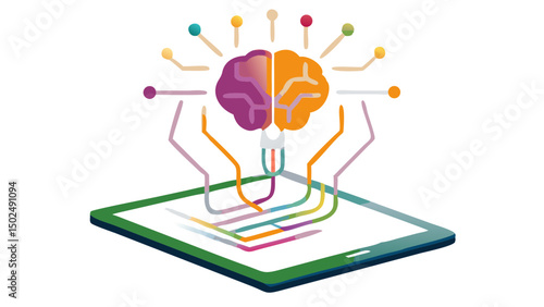 Harnessing artificial intelligence a connected digital brain on a tablet symbolizing innovation and