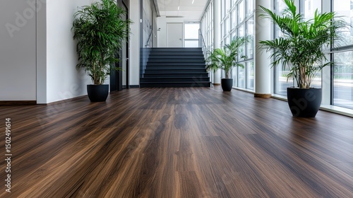 Finished modern interior with newly installed vinyl flooring, showing the final seamless result. 