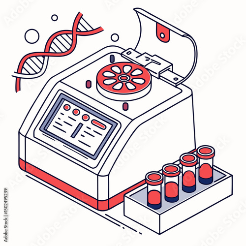 Creative PCR Machine Vector Illustration | Clean and Modern Design for Genetic Testing, Molecular Biology, and Medical Laboratory Projects