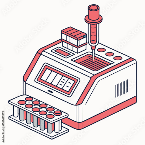 Creative PCR Machine Vector Illustration | Clean and Modern Design for Genetic Testing, Molecular Biology, and Medical Laboratory Projects
