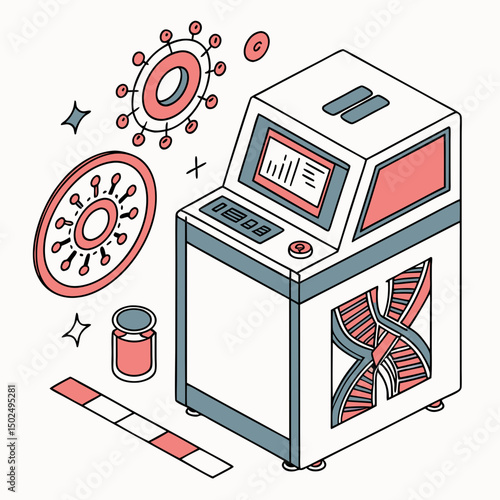 Creative PCR Machine Vector Illustration | Clean and Modern Design for Genetic Testing, Molecular Biology, and Medical Laboratory Projects