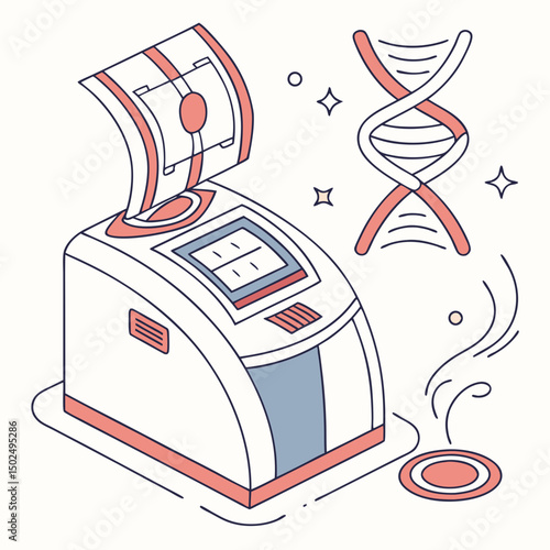 Creative PCR Machine Vector Illustration | Clean and Modern Design for Genetic Testing, Molecular Biology, and Medical Laboratory Projects