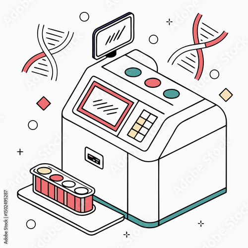 Creative PCR Machine Vector Illustration | Clean and Modern Design for Genetic Testing, Molecular Biology, and Medical Laboratory Projects