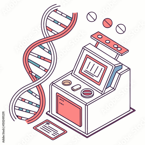 Creative PCR Machine Vector Illustration | Clean and Modern Design for Genetic Testing, Molecular Biology, and Medical Laboratory Projects