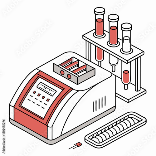 Creative PCR Machine Vector Illustration | Clean and Modern Design for Genetic Testing, Molecular Biology, and Medical Laboratory Projects