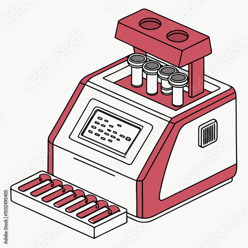 Creative PCR Machine Vector Illustration | Clean and Modern Design for Genetic Testing, Molecular Biology, and Medical Laboratory Projects
