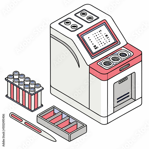 Creative PCR Machine Vector Illustration | Clean and Modern Design for Genetic Testing, Molecular Biology, and Medical Laboratory Projects